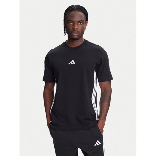 adidas T-Shirt Essentials 3-Stripes JD1906 Czarny Regular Fit ze sklepu MODIVO w kategorii T-shirty męskie - zdjęcie 184231793