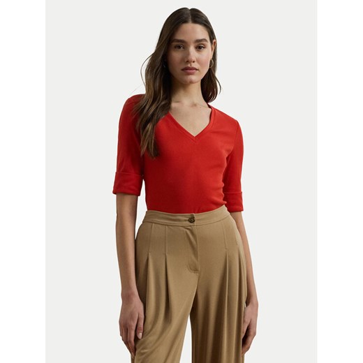 LAUREN RALPH LAUREN Bluzka 200815843008 Czerwony Slim Fit ze sklepu MODIVO w kategorii Bluzki damskie - zdjęcie 184231854