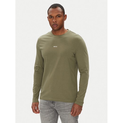 BOSS Longsleeve Tchark 50473286 Zielony Regular Fit ze sklepu MODIVO w kategorii T-shirty męskie - zdjęcie 184231883