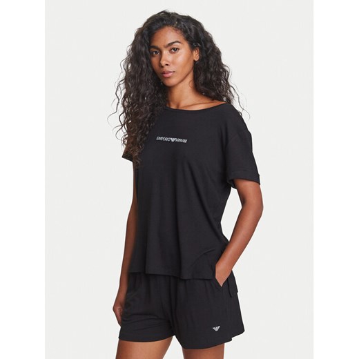 Emporio Armani T-Shirt EW000780 AF12192 UC001 Czarny Regular Fit ze sklepu MODIVO w kategorii Bluzki damskie - zdjęcie 184231934