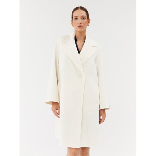 Marella Płaszcz wełniany Nandina 2330160838200 Écru Regular Fit ze sklepu MODIVO w kategorii Płaszcze damskie - zdjęcie 184233500