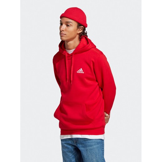 adidas Bluza Essentials Fleece Hoodie H47018 Czerwony Regular Fit ze sklepu MODIVO w kategorii Bluzy męskie - zdjęcie 184233511