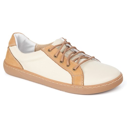 Buty skórzane damskie barefoot 910J  beżowe ze sklepu butyolivier w kategorii Półbuty damskie - zdjęcie 184234250