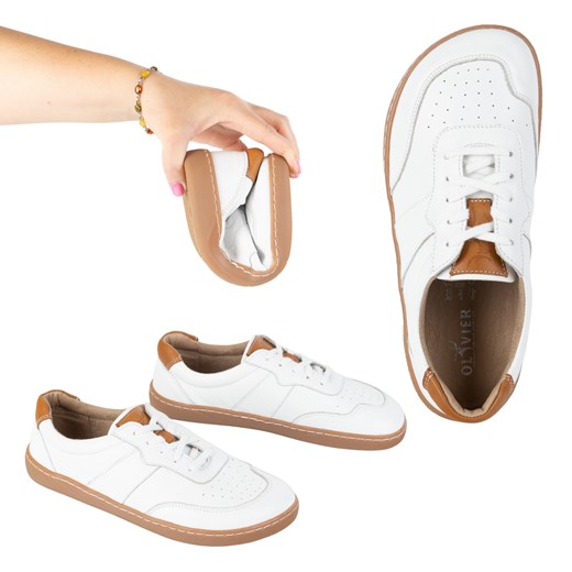 BUTY DAMSKIE BAREFOOT SKÓRA MINIMALISTYCZNE SZEROKIE ARIA Białe  103MP ze sklepu butyolivier w kategorii Buty sportowe damskie - zdjęcie 184234254