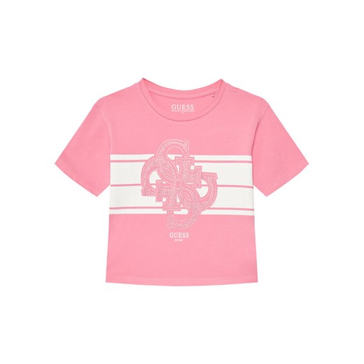 Guess T-Shirt J5YI09 K6YW4 Różowy Regular Fit ze sklepu MODIVO w kategorii Bluzki dziewczęce - zdjęcie 184235093