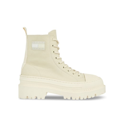 Tommy Hilfiger Botki Tjw Foxing Canvas Boot EN0EN02216 Beżowy ze sklepu MODIVO w kategorii Workery damskie - zdjęcie 184235144