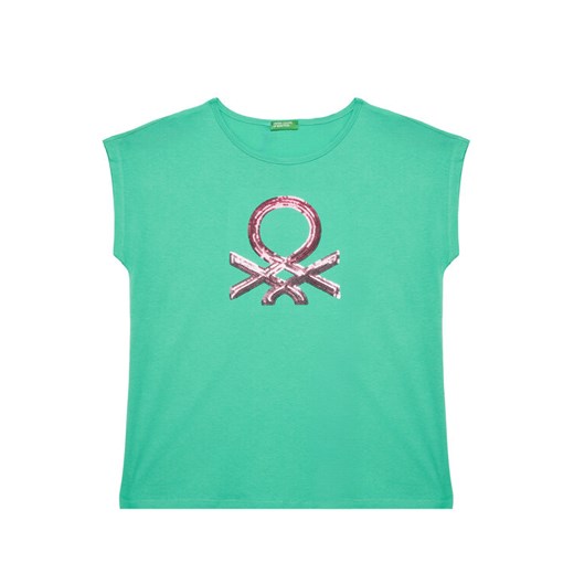 United Colors Of Benetton T-Shirt 3I1XC10P1 Zielony Regular Fit ze sklepu MODIVO w kategorii Bluzki dziewczęce - zdjęcie 184235200