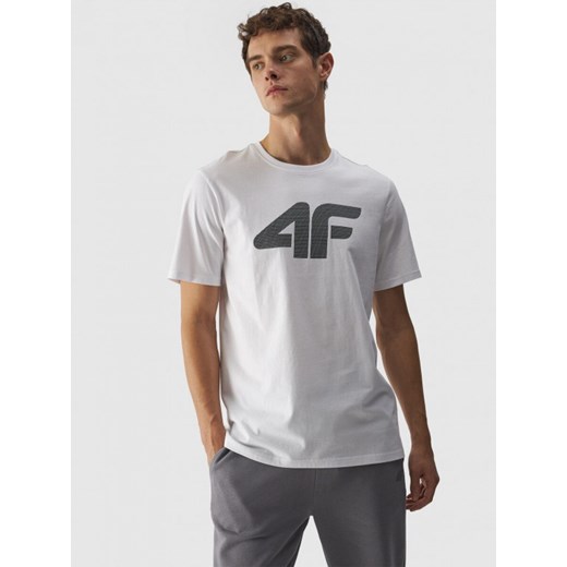 Męski t-shirt z nadrukiem 4F 4FWMM00TTSHM1844 - biały ze sklepu Sportstylestory.com w kategorii T-shirty męskie - zdjęcie 184236412