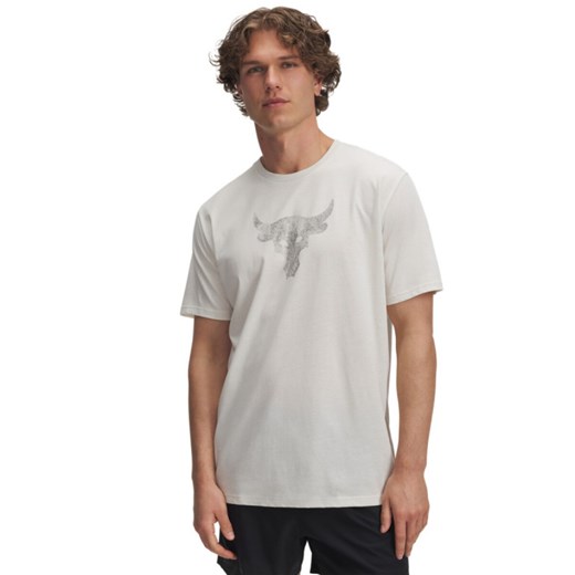 Męska koszulka treningowa Under Armour Project Rock Brahma Bull - biała ze sklepu Sportstylestory.com w kategorii T-shirty męskie - zdjęcie 184237021