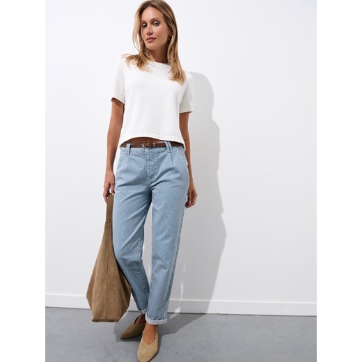 Mohito - Jeansy chino slim z paskiem - błękitny ze sklepu Mohito w kategorii Jeansy damskie - zdjęcie 184239164
