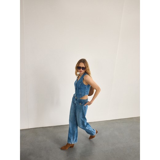Mohito - Jeansy wide leg - niebieski ze sklepu Mohito w kategorii Jeansy damskie - zdjęcie 184239490
