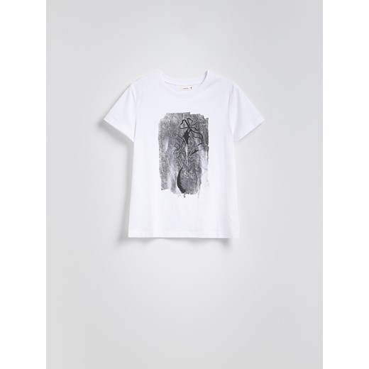 Reserved - T-shirt z nadrukiem - biały ze sklepu Reserved w kategorii Bluzki damskie - zdjęcie 184240513