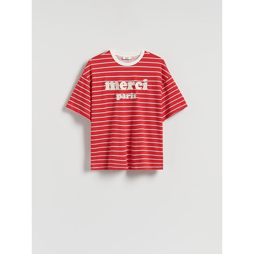 Reserved - T-shirt oversize w paski - wielobarwny Reserved S Reserved