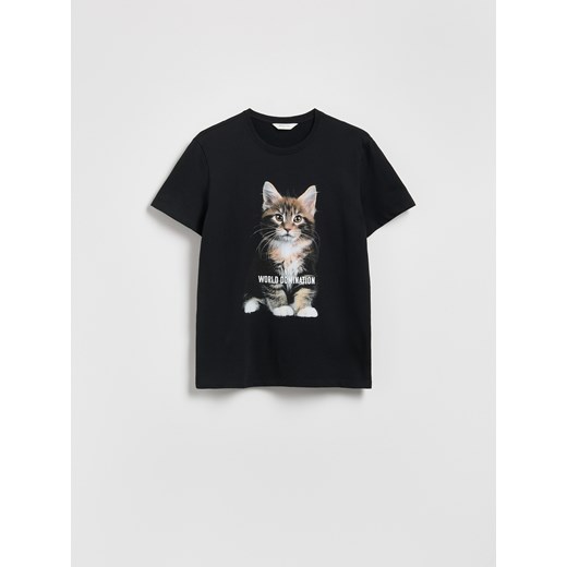 Reserved - T-shirt regular z naszywką - czarny ze sklepu Reserved w kategorii T-shirty męskie - zdjęcie 184240661