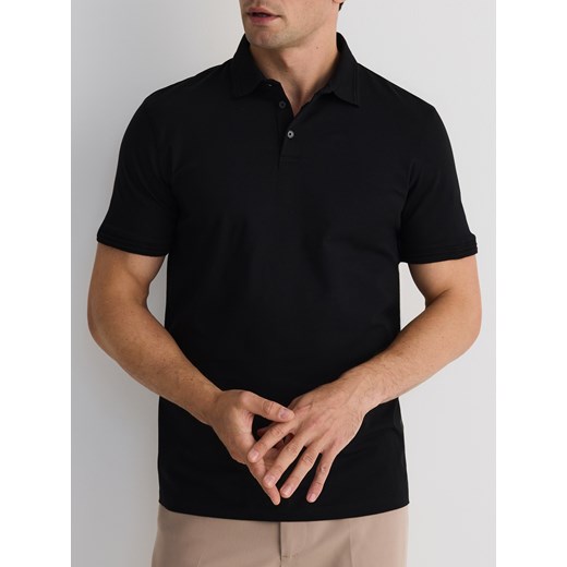 Reserved - Koszulka polo regular - czarny ze sklepu Reserved w kategorii T-shirty męskie - zdjęcie 184241382