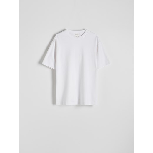 Reserved - Bawełniany t-shirt boxy - biały ze sklepu Reserved w kategorii T-shirty męskie - zdjęcie 184241443
