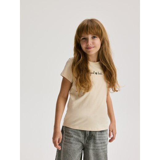 Reserved - Bawełniany t-shirt z haftem 2 pack - wielobarwny ze sklepu Reserved w kategorii Bluzki dziewczęce - zdjęcie 184241551