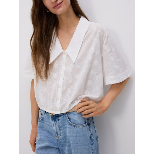 Reserved - Koszula z haftowanym wzorem - biały Reserved XL Reserved