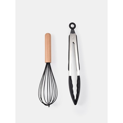 Sinsay - Zestaw kuchenny: szczypce i trzepaczka 2 pack - czarny Sinsay One Size Sinsay
