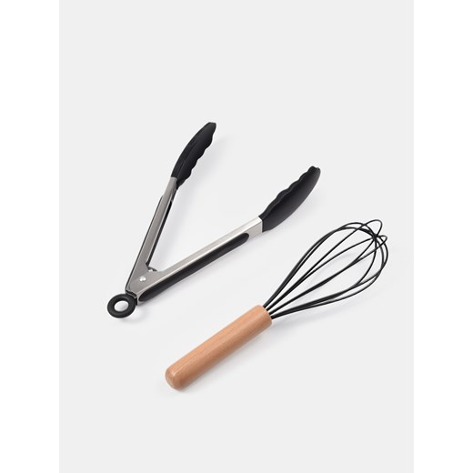 Sinsay - Zestaw kuchenny: szczypce i trzepaczka 2 pack - czarny Sinsay One Size Sinsay