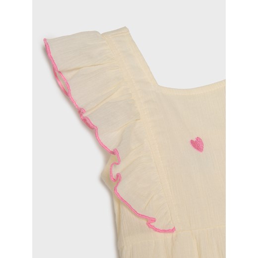 Sinsay - Kombinezon z falbaną i ozdobnym haftem - kremowy Sinsay 92 (1 Sinsay