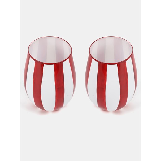Sinsay - Szklanki w paski 2 pack - czerwony Sinsay One Size Sinsay