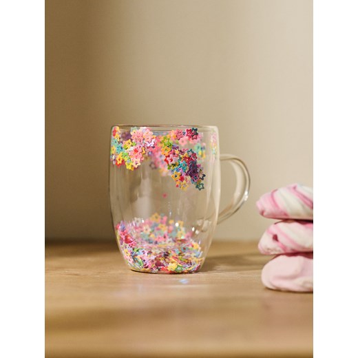 Sinsay - Kubek z podwójnym dnem i ozdobnym konfetti - wielobarwny Sinsay One Size Sinsay