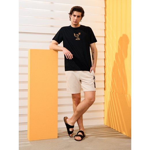 Sinsay - Koszulka z drobnym nadrukiem na przodzie - czarny Sinsay 3XL Sinsay