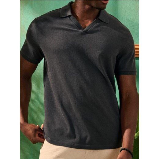 Sinsay - Koszulka polo z dekoltem w serek - szary ze sklepu Sinsay w kategorii T-shirty męskie - zdjęcie 184246524