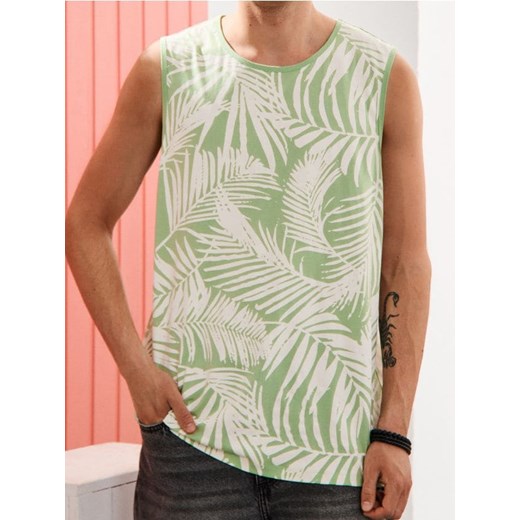 Sinsay - Tank top z motywem roślinnym - zielony ze sklepu Sinsay w kategorii T-shirty męskie - zdjęcie 184246984