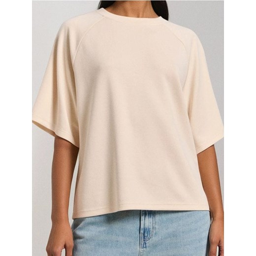 Sinsay - Bluza z domieszką wiskozy - kremowy ze sklepu Sinsay w kategorii Bluzy damskie - zdjęcie 184247000