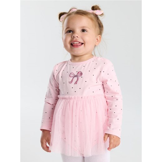 Sinsay - Body w groszki z ozdobnym tiulem - różowy - id: 8884C-03X - marki Sinsay - 184247072 Sinsay - Body w groszki z ozdobnym tiulem - różowy ze sklepu Sinsay w kategorii Body niemowlęce - zdjęcie 184247072