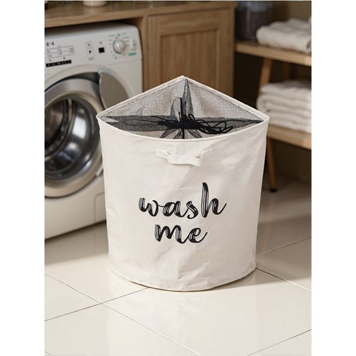 Sinsay - Kosz na pranie z napisem WASH TIME - biały ze sklepu Sinsay w kategorii Dom - zdjęcie 184247143