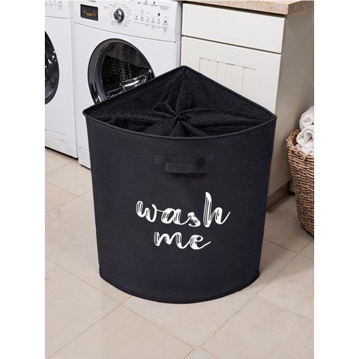 Sinsay - Kosz na pranie z napisem WASH TIME - czarny ze sklepu Sinsay w kategorii Dom - zdjęcie 184247144