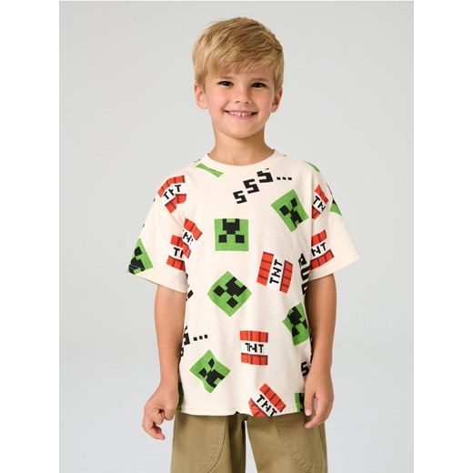 Sinsay - Koszulka z nadrukiem Minecraft - beżowy ze sklepu Sinsay w kategorii T-shirty chłopięce - zdjęcie 184247190