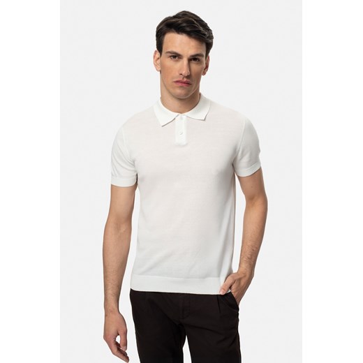 KOSZULKA POLO FAURE ECRU Z BAWEŁNY ze sklepu Recman w kategorii T-shirty męskie - zdjęcie 184249971