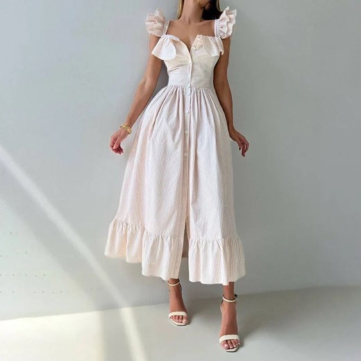 Elegancka koszulowa sukienka maxi - Biały S ze sklepu Intimica.pl w kategorii Sukienki - zdjęcie 184250732