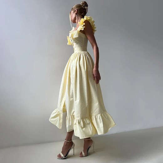 Elegancka koszulowa sukienka maxi - Żółty S ze sklepu Intimica.pl w kategorii Sukienki - zdjęcie 184250741