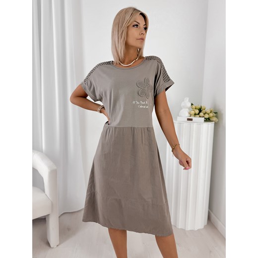 sukienka roche ciemnobeżowa one size ze sklepu UBRA w kategorii Sukienki - zdjęcie 184251744
