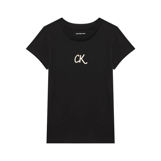 Calvin Klein Jeans T-Shirt Glitter IG0IG02972 M Czarny Slim Fit ze sklepu MODIVO w kategorii Bluzki dziewczęce - zdjęcie 184253224