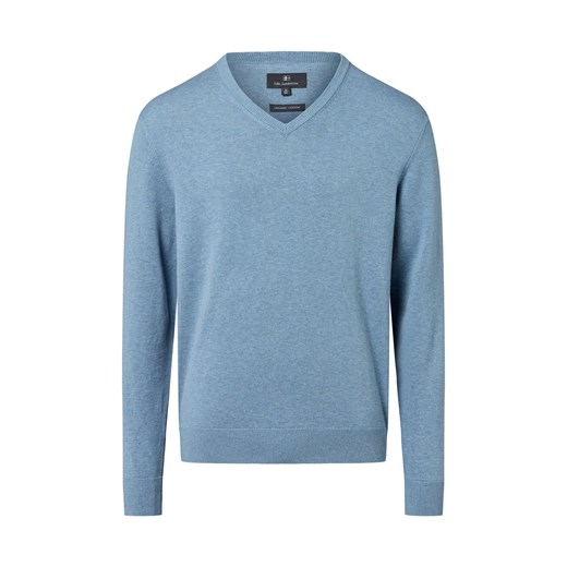 Nils Sundström Męski sweter Mężczyźni Bawełna jasnoniebieski marmurkowy ze sklepu vangraaf w kategorii Swetry męskie - zdjęcie 184253970