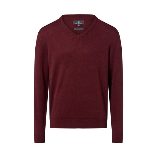 Nils Sundström Męski sweter Mężczyźni Bawełna bordowy marmurkowy ze sklepu vangraaf w kategorii Swetry męskie - zdjęcie 184253973