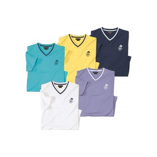 Zestaw 5 gładkich koszulek z dekoltem w serek ze sklepu Atlas For Men w kategorii T-shirty męskie - zdjęcie 184254222