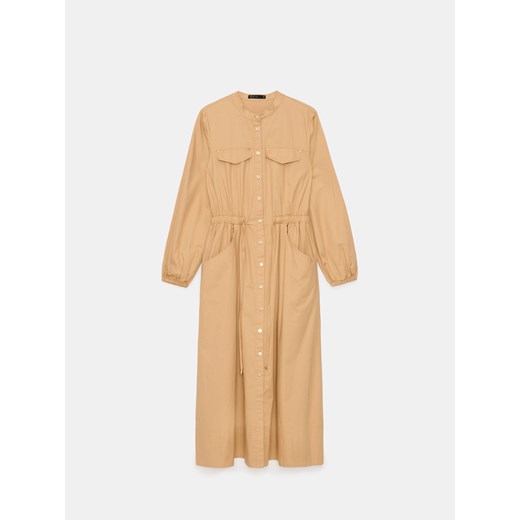 Mohito - Koszulowa sukienka midi z bawełny - beżowy ze sklepu Mohito w kategorii Sukienki - zdjęcie 184254381