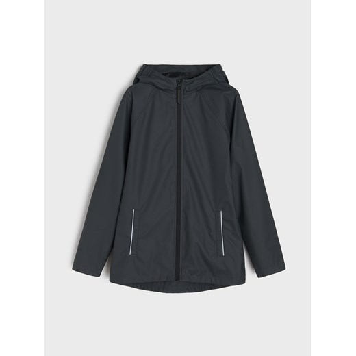 Sinsay - Wodoodporny płaszcz z odblaskowymi elementami - szary Sinsay 152 (11-12 l) Sinsay