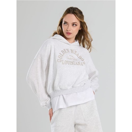 Sinsay - Bluza hoodie z haftowanym napisem - szary ze sklepu Sinsay w kategorii Bluzy damskie - zdjęcie 184255310