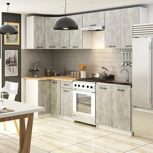 Dwudrzwiowa szafka kuchenna z półkami w kolorze betonu 80 cm A9-H03 Elior One Size Edinos.pl