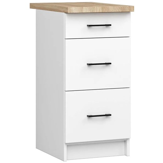 Biała dolna szafka kuchenna z szufladami 40 cm L7-B00 ze sklepu Edinos.pl w kategorii Meble kuchenne - zdjęcie 184256264