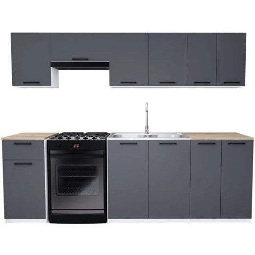 Zestaw mebli kuchennych 240 cm antracyt  D5-Z51 ze sklepu Edinos.pl w kategorii Meble kuchenne - zdjęcie 184256300