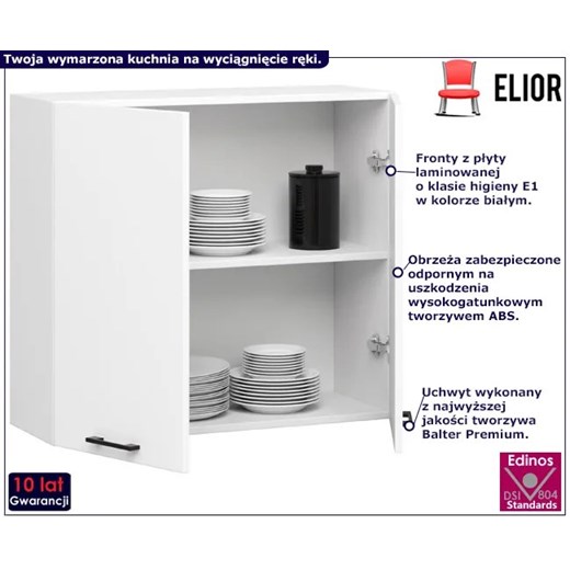 Biała górna szafka kuchenna z półkami 80 cm D5-E80 Elior One Size Edinos.pl